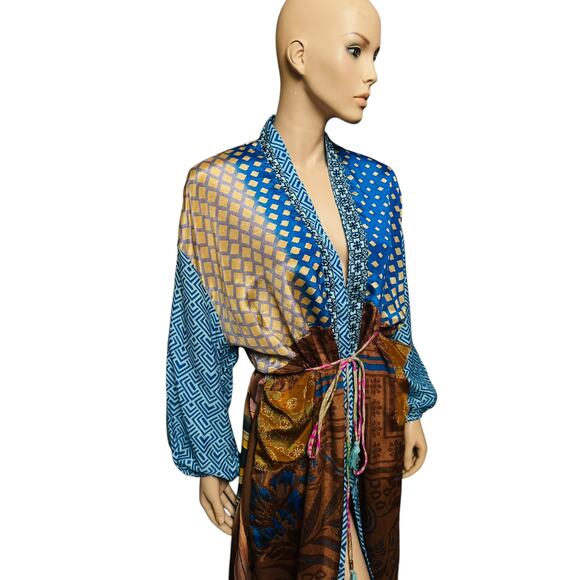 NEW Guru 100% Silk Upcycled Made in India from Vintage Saris One Size Fit M/L - Picture 7 of 16